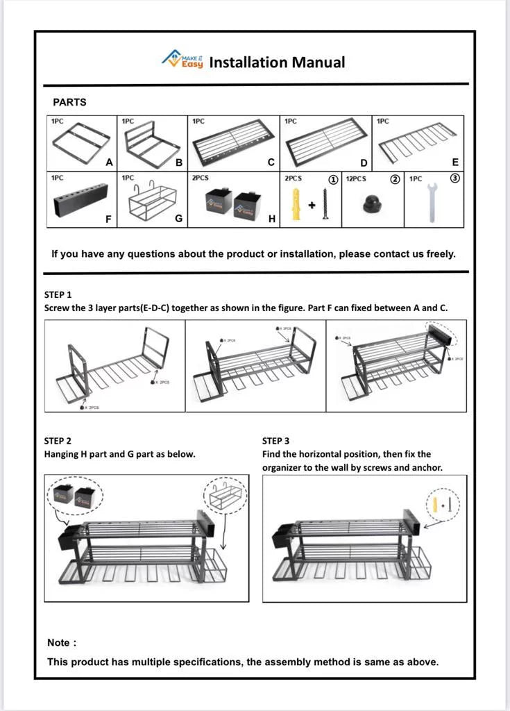 Make It Easy Super Power Tool Organizer Steel Heavy Duty Floating Tool Shelf 10 in All