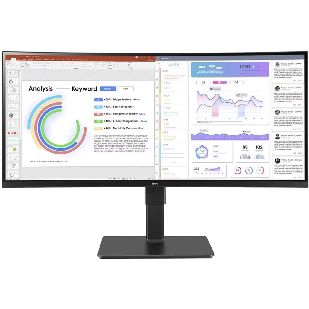 LG Ultrawide 34\" 3440 x 1440 LED HDR10, sRGB Curved Monitor, Textured Midnight 34BQ77QB-B