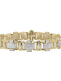People 10K Yellow Gold Pave Genuine Diamond Cross Link Individuals Bracelet 8" 4.5ct