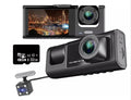 3 Channel Dash cam, 2-inch Screen Driving Recorder, High-Definition 1080P, Night Vision, Loop recording, Motion Detection, G-Sensor +32 GB SD Card