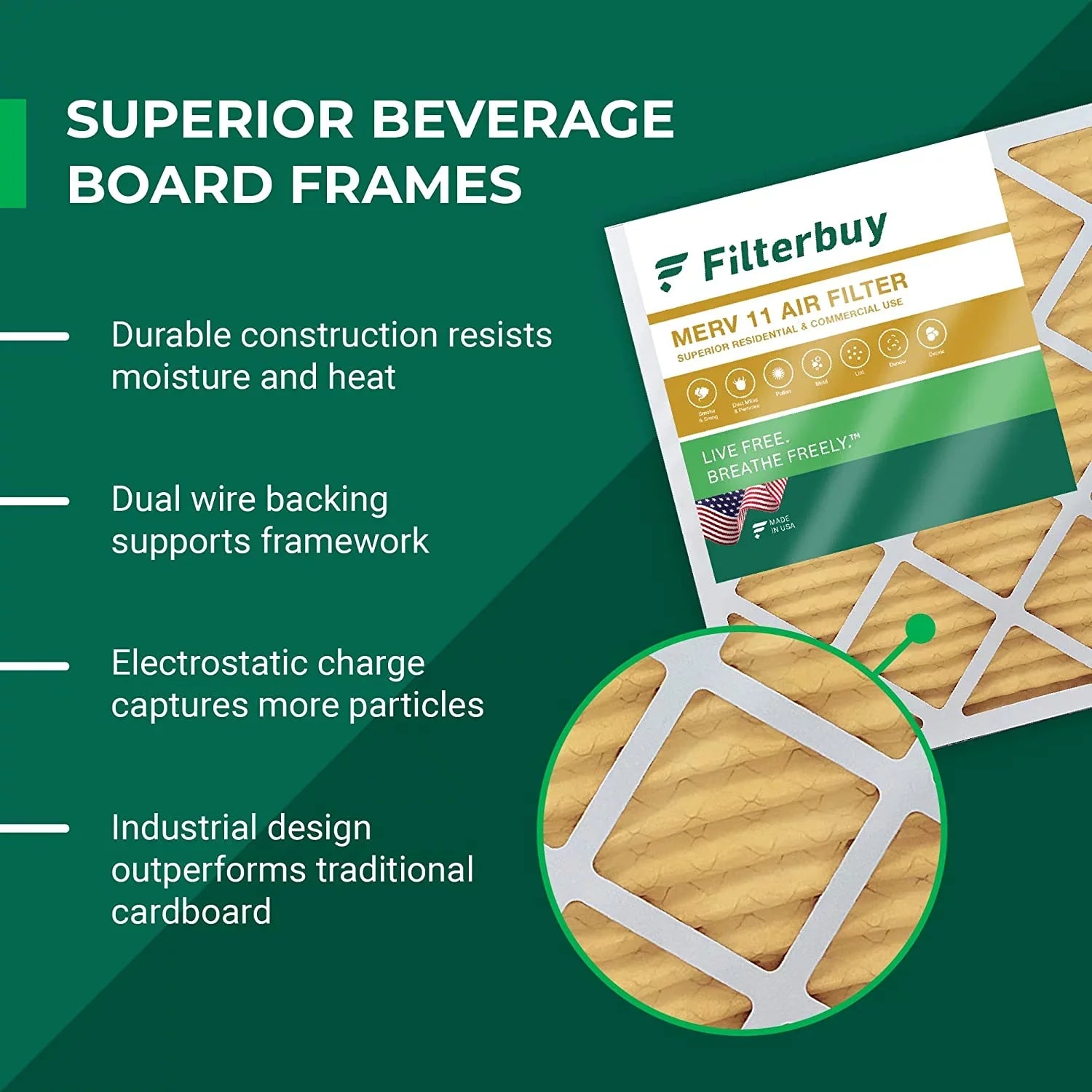 Filterbuy 16x25x4 MERV 11 Pleated HVAC AC Furnace Air Filters (3-Pack)