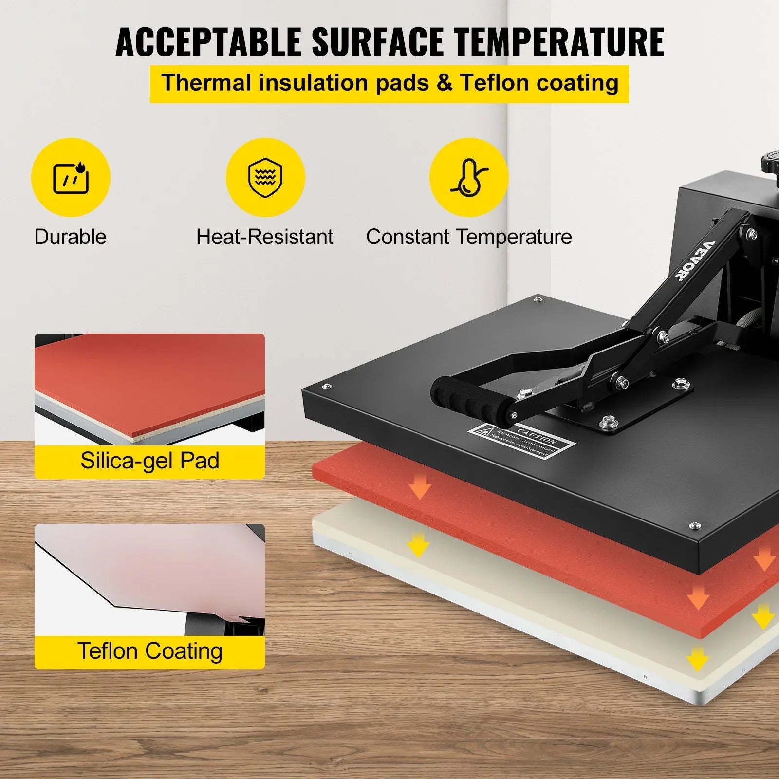 VEVOR 16x24 Heat Press Machine 1700W Power, Industrial Sublimation Printer for TShirt and Heat Transfer Vinyl, Easy to Use Digital Heat Press Ebony