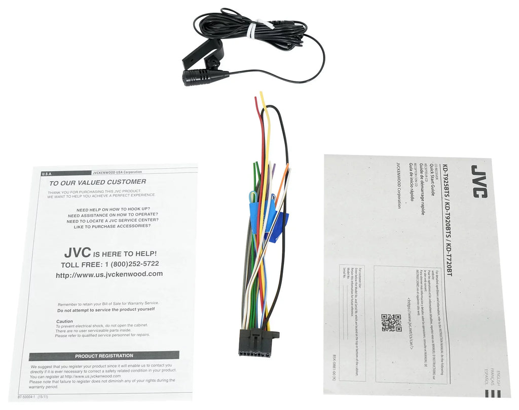JVC KD-T920BTS Car in-Dash Unit, Single-DIN CD Receiver w/ Bluetooth/Alexa Built-in/SiriusXM Ready