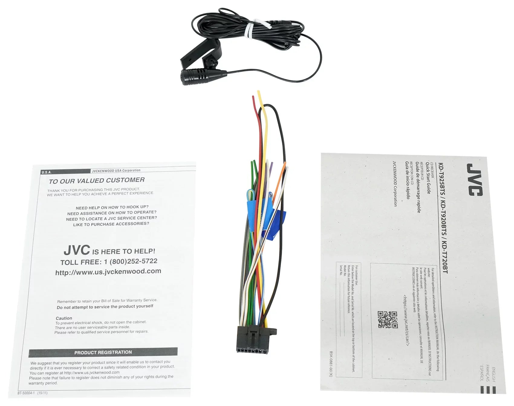 JVC KD-T920BTS Car in-Dash Unit, Single-DIN CD Receiver w/ Bluetooth/Alexa Built-in/SiriusXM Ready