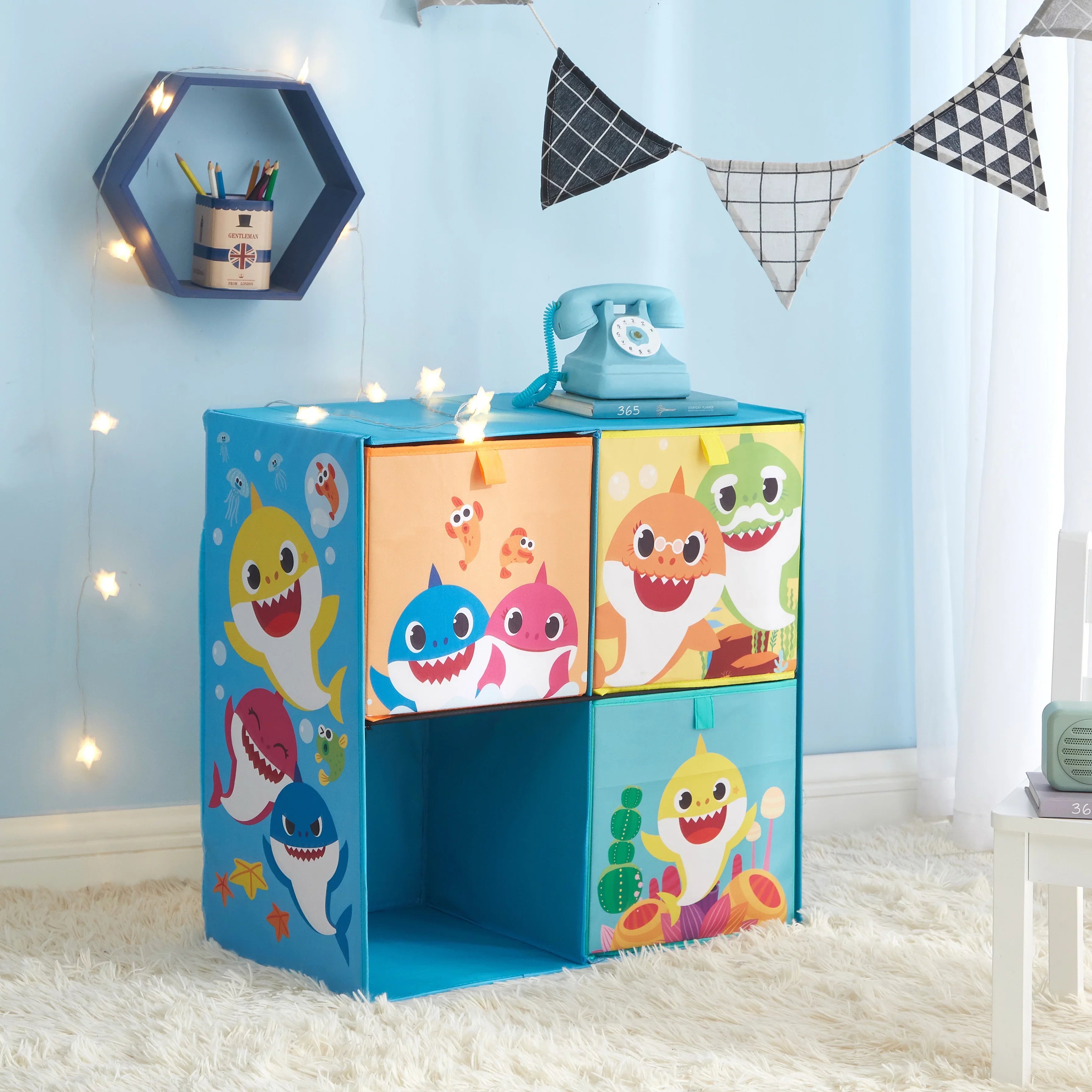 Baby Shark Kids Storage Cubby Organizer Set