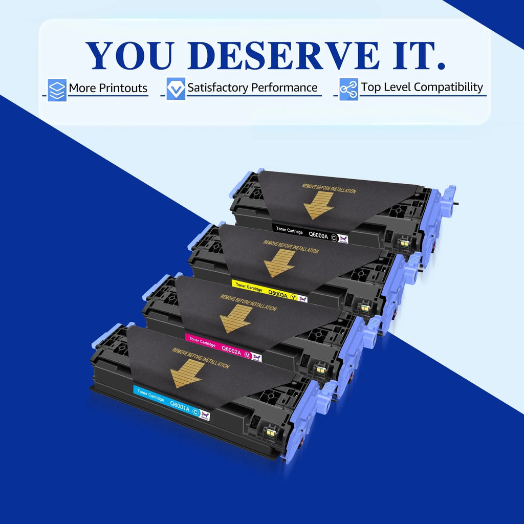HaloFox Compatible For 4 Pack High Quality Toner Q6000A for HP LaserJet 124A 1600 2600 2600n 2605 2605dtn Printer