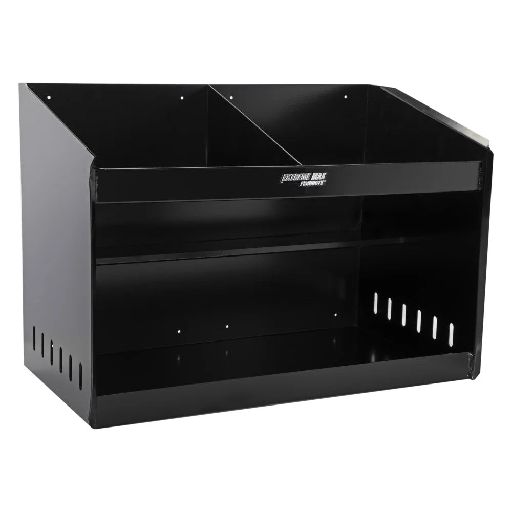 Extreme Max 5001.6331 Deluxe Dual Aluminum Helmet Bay Shelf Holder Storage Cabinet Organizer for Enclosed Race Trailer, Shop, Garage, Storage - Dark
