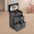 ZhdnBhnos Makeup Train Case Rolling Cosmetic Trolley Nail Polish Storage Organizer Luggage Box w/ 4 Wheels & Lock Midnight