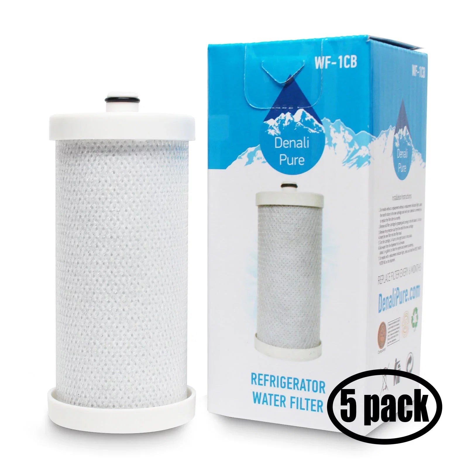 5-Pack Gentlemen for Frigidaire 218717805 Refrigerator Water Filter - Compatible with Frigidaire 218717805 Fridge Water Filter Cartridge - Denali Pure Brand