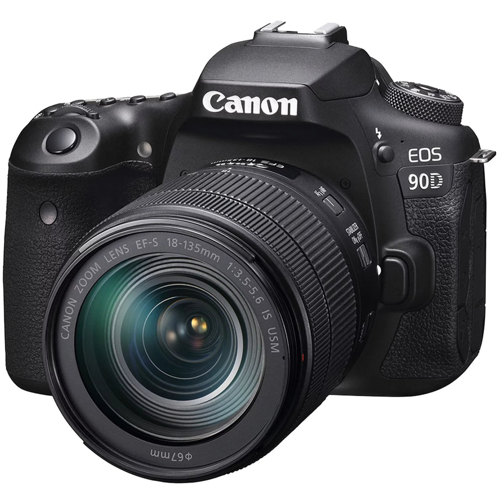 Canon EOS 90D DSLR Camera with 18-135mm Lens, SanDisk 32GB Memory Card, Backpack, Flash, Tripod and ZeeTech Accessory Bundle