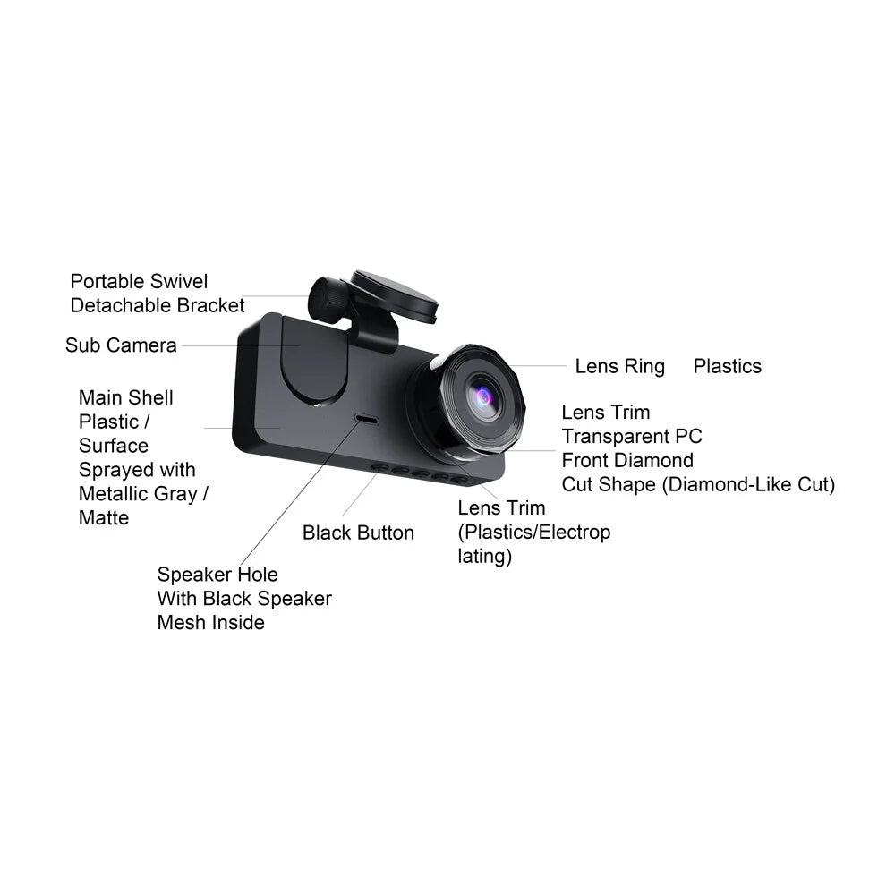 Nebublu Dash Camera,1080P DVR Dash 2 Inch Screen Camera Inside Rear Motion One-Key Lock Inside Rear Camera Inch Screen Dashcam Dash Camera Rear Camera 2 Camera 2 Inch Loop Motion One-Key QISUO HUIOP