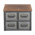 Short Galvanized 4 Drawer Vertical Organizer with Label Scoop Handle - Metal Frame & Wood Top