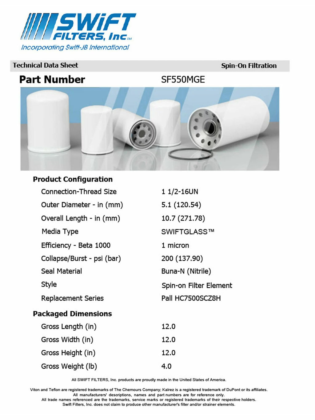 Direct Interchange for FLEETGUARD HF28752in-On Filter Gentlemen Microglass Construction 1 Micron