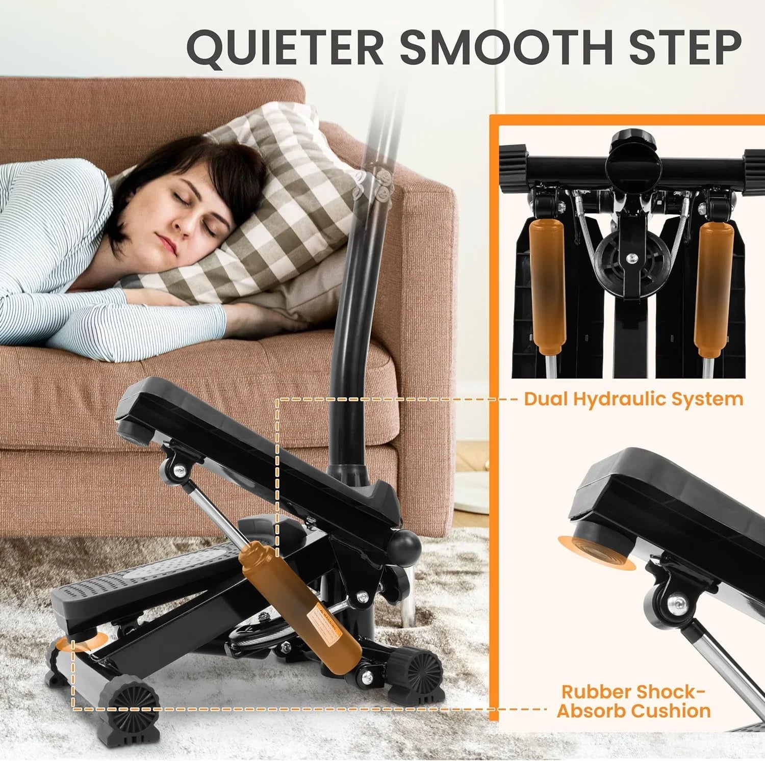 Signature Fitness Adjustable Mini Stepper Stair Stepper Stepping Machine with Resistance Bands, with or Without Handle