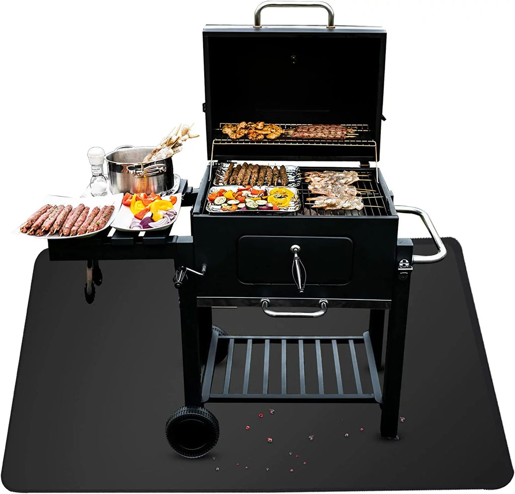 AXOMRFC 60*48inch Under Grill Mat for Outdoor Grill, Fireproof Mat for Outdoor Charcoal, Flat Top, Smokers, Gas Grills, BBQ Grill Mat for Deck Protector, Indoor Fireplace Mat Fire Pit Mat, Midnight