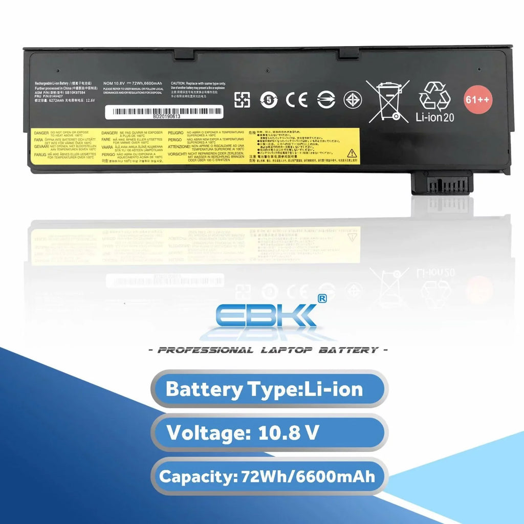 EBK 61++ People Laptop Battery Compatible with Lenovo ThinkPad A475 A485 TP25 P51S P52S T470 T480 T570 T580 Series 01AV492 01AV427 01AV428 (10.8V 72Wh)