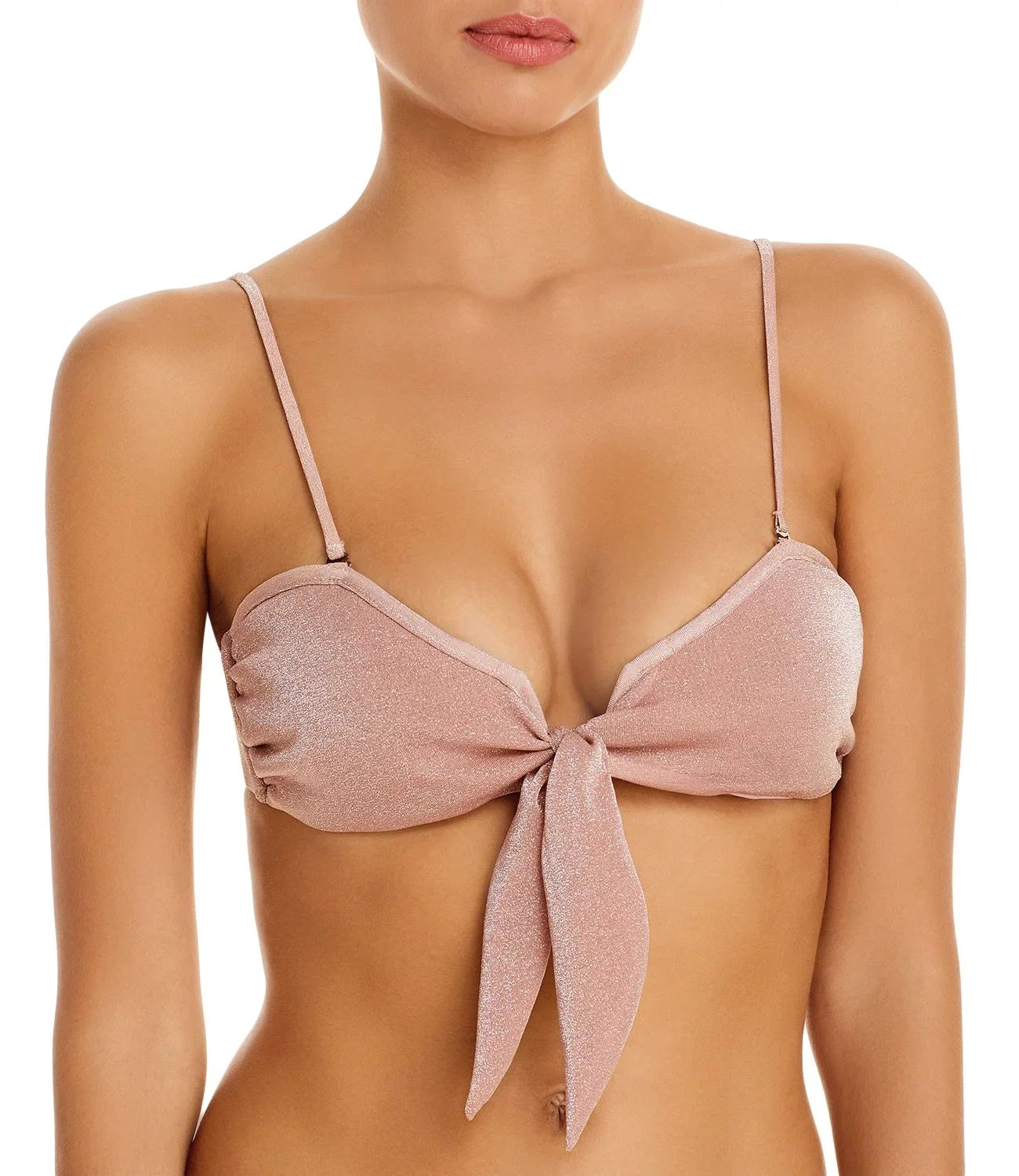 Ramy Brook Venus Metallic Bikini Top, Blush, XS