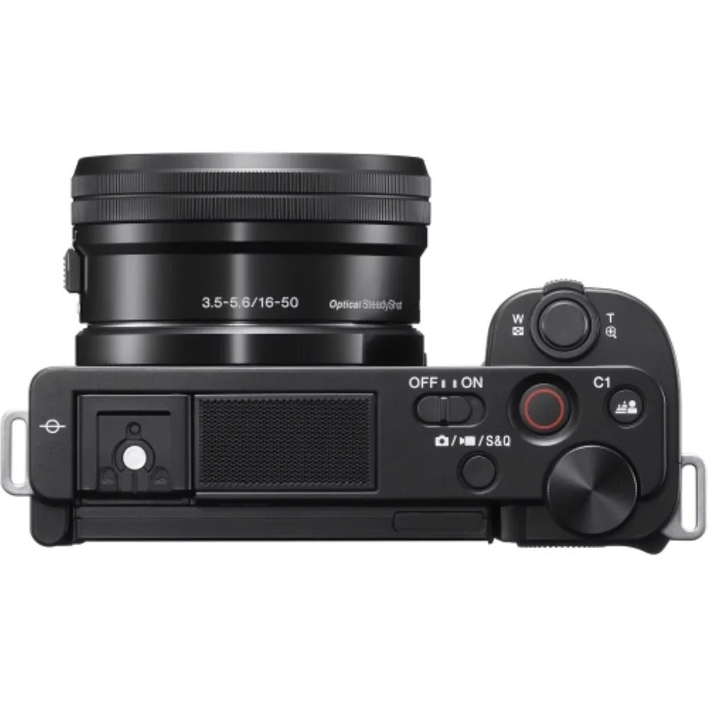 Sony ZV-E10 Mirrorless Camera |16-50mm Lens Midnight Bundle with Edge 64GB Memory Card + Flexible Tripod + Camera Bag + Cleaning Kit (5 Items)