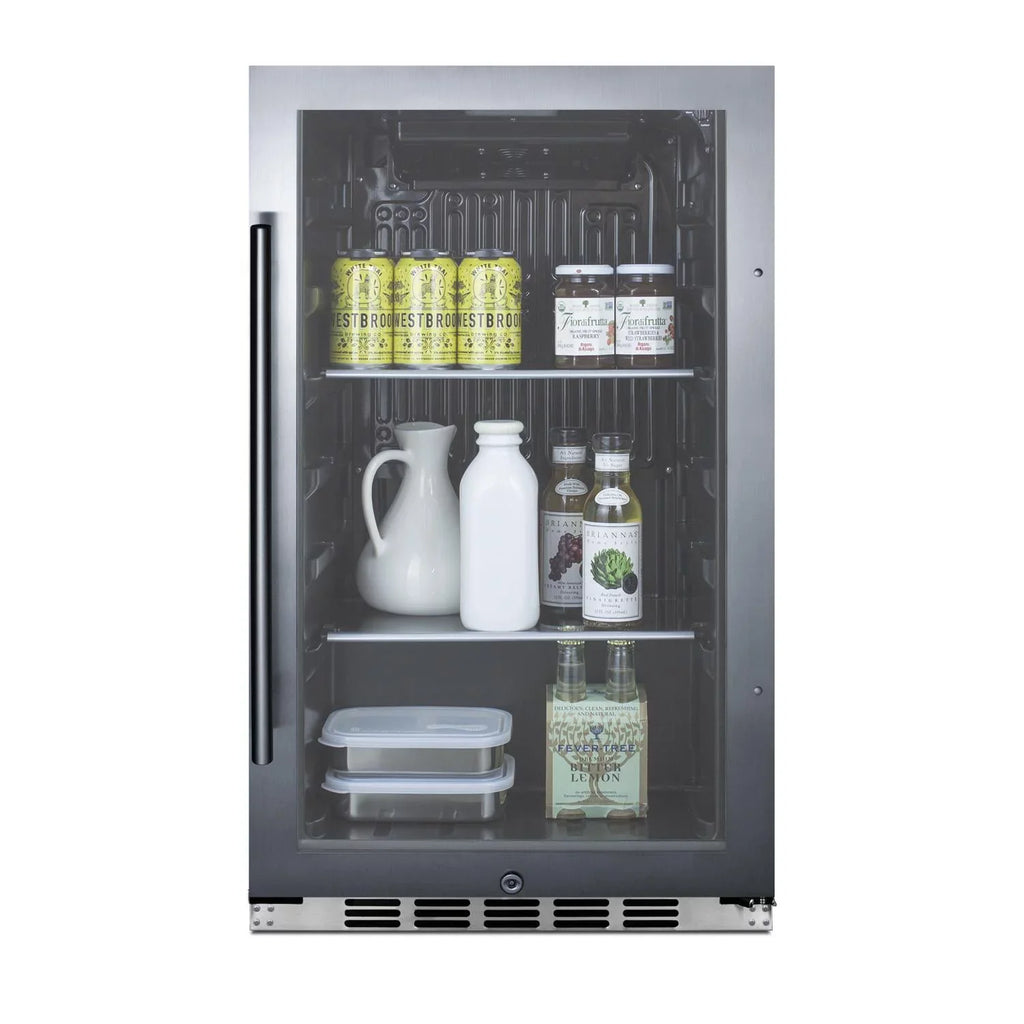 Summit 19-Inch 3.1 Cu. Ft. Shallow Depth Outdoor Compact Beverage Cooler - SCR1932BH34CSS