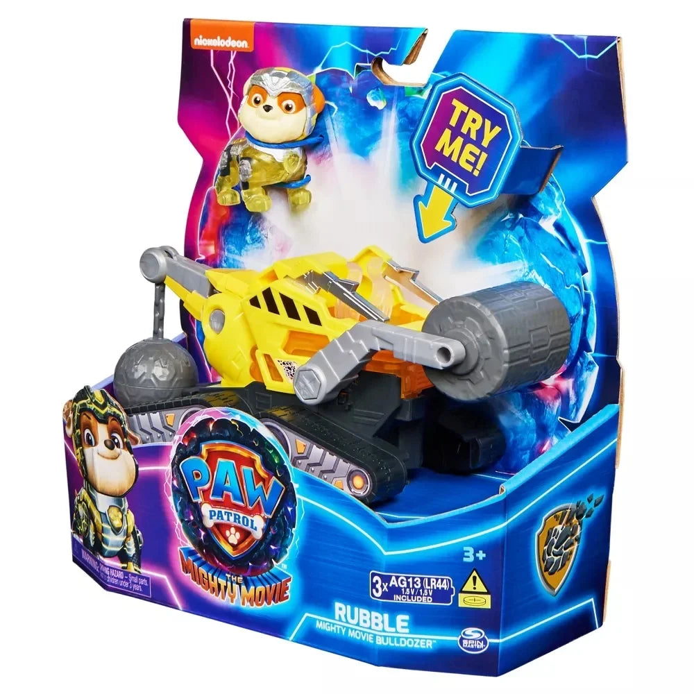 Paw Patrol: The Mighty Movie Toy Truck with Rubble Mighty Pups Action Figure
