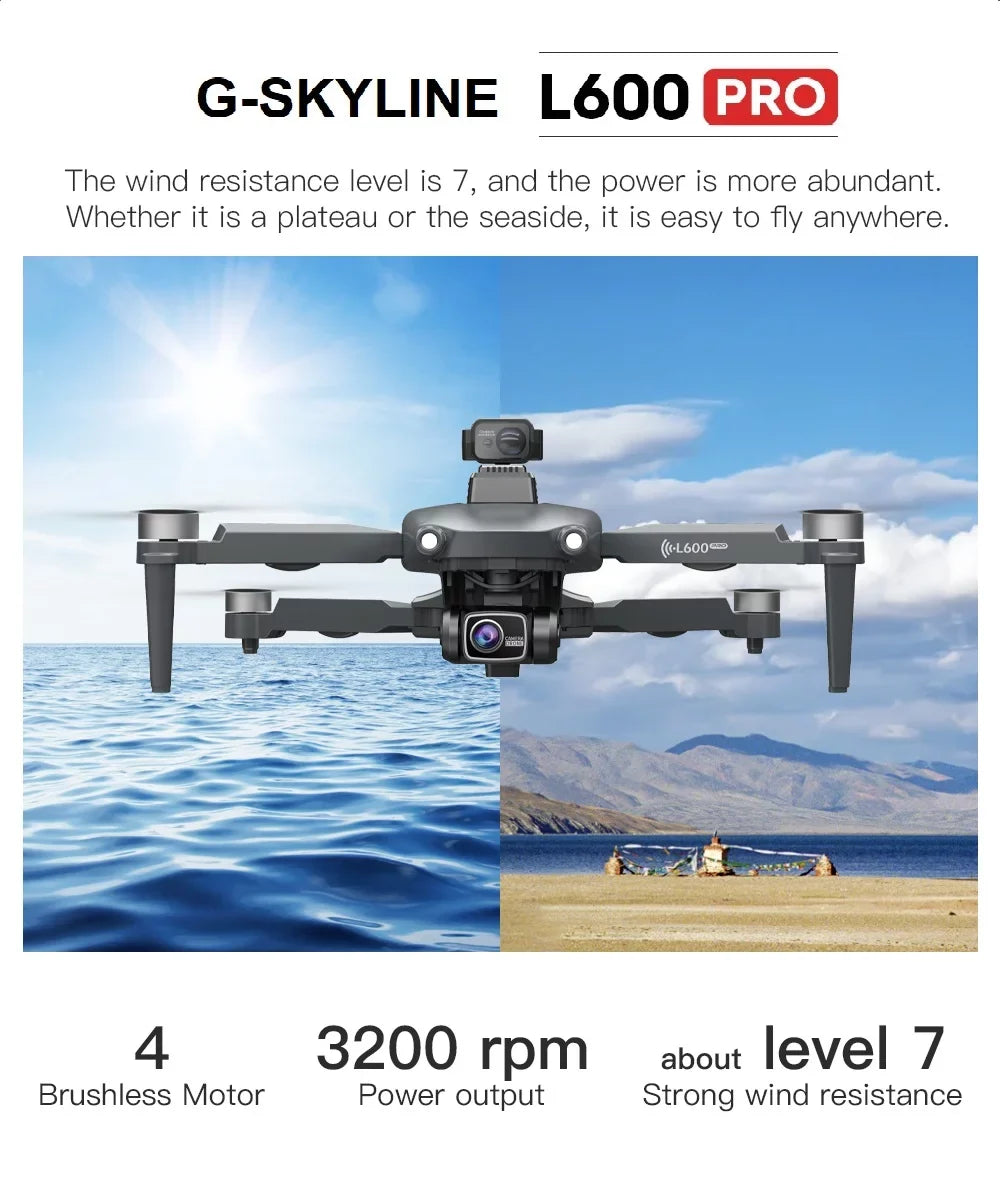 G-SKYLINE L600 PRO Full 4K Dural Camera GPS FPV 5G Drone Brushless Power 3Km RC distance