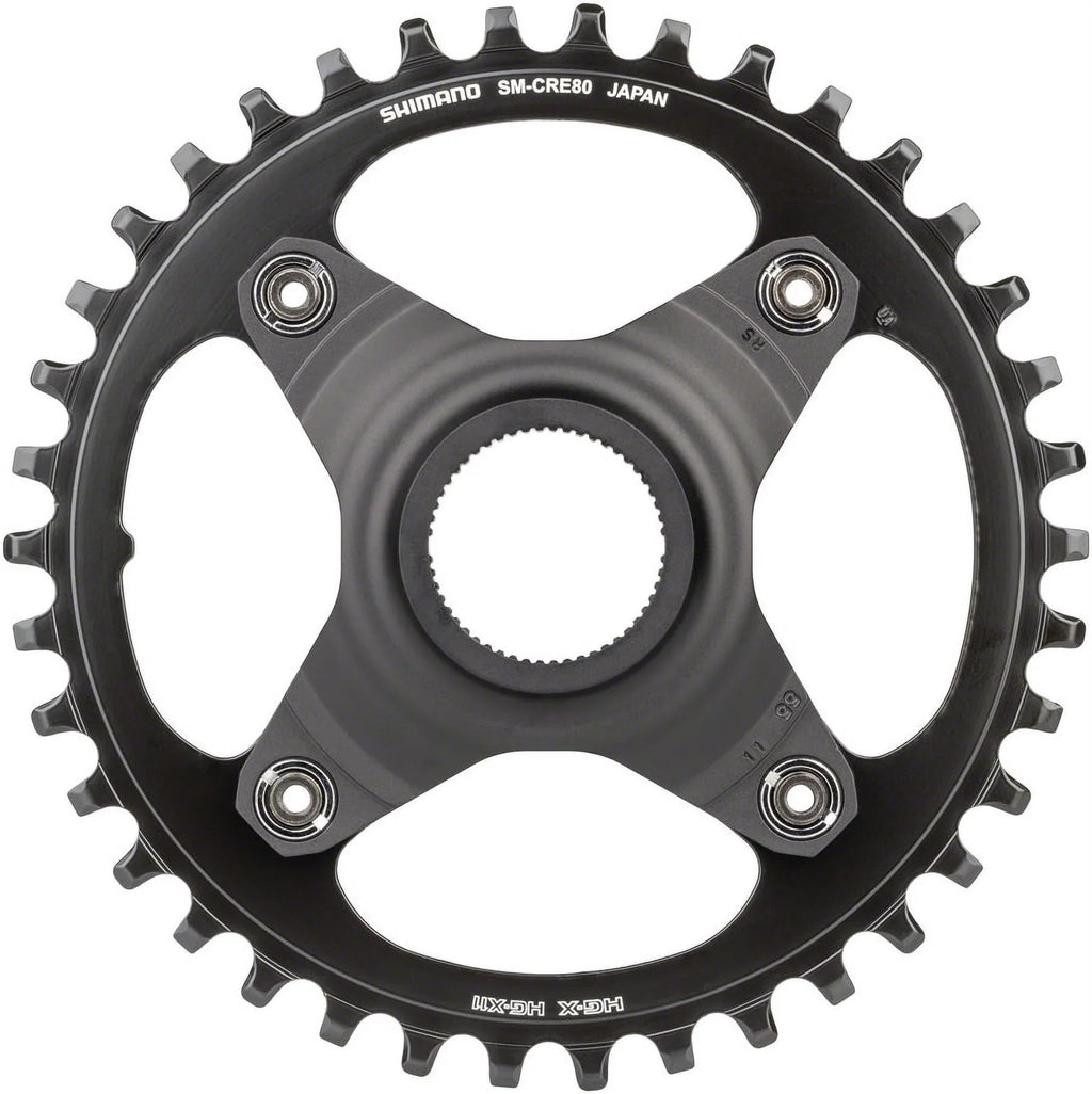 Shimano STEPS SM-CRE80-B Chainring - 38T Without Chainguard, 55mm Chainline, Ebony