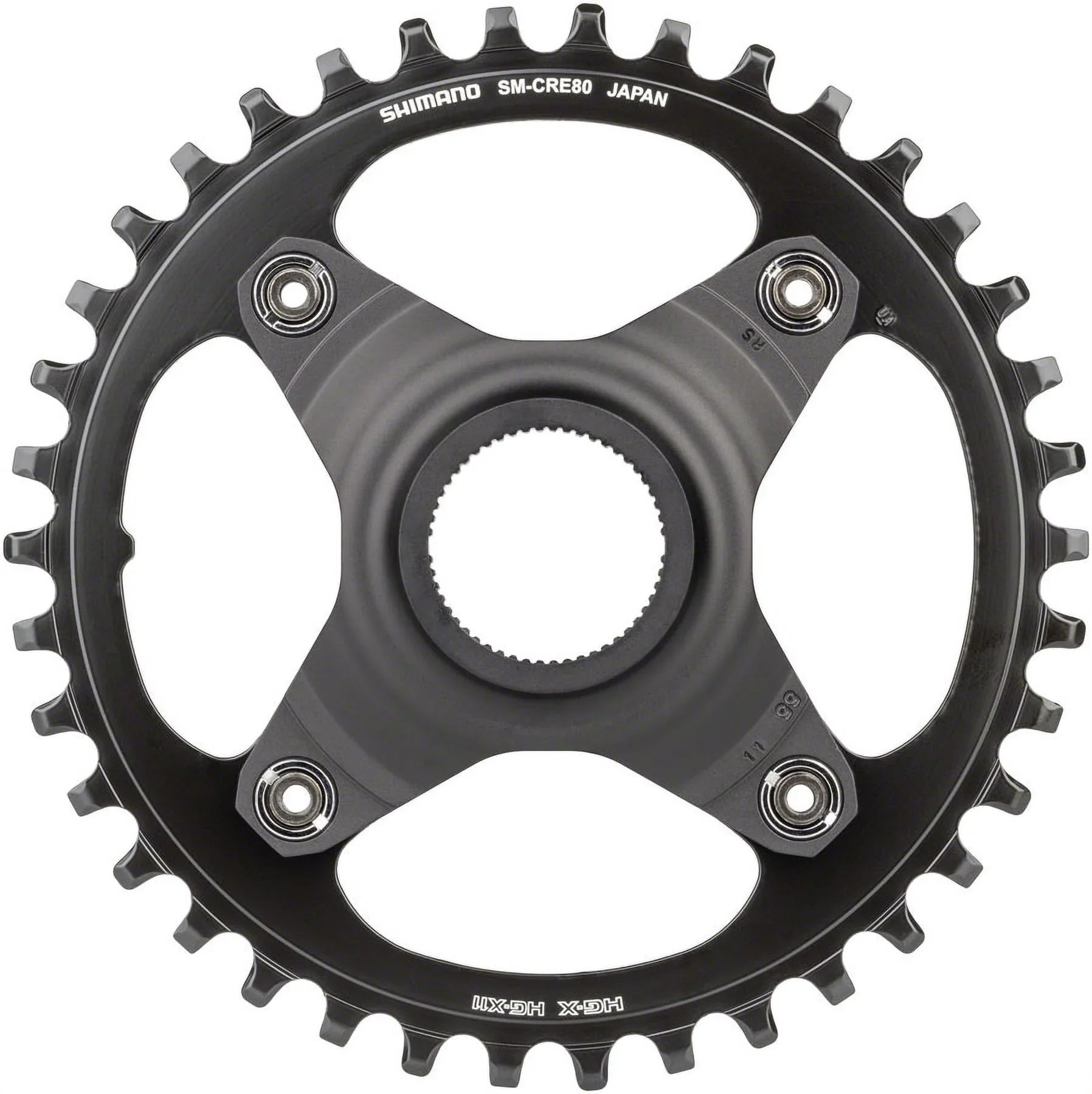 Shimano STEPS SM-CRE80-B Chainring - 38T Without Chainguard, 55mm Chainline, Ebony