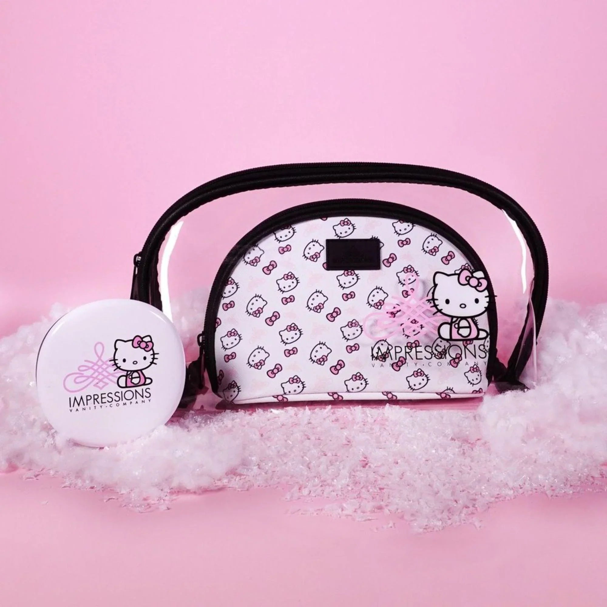 Impressions Vanity Hello Kitty 2 Pcs Nested Clutch Purses, Waterproof Travel Makeup Clutch Bag (White)