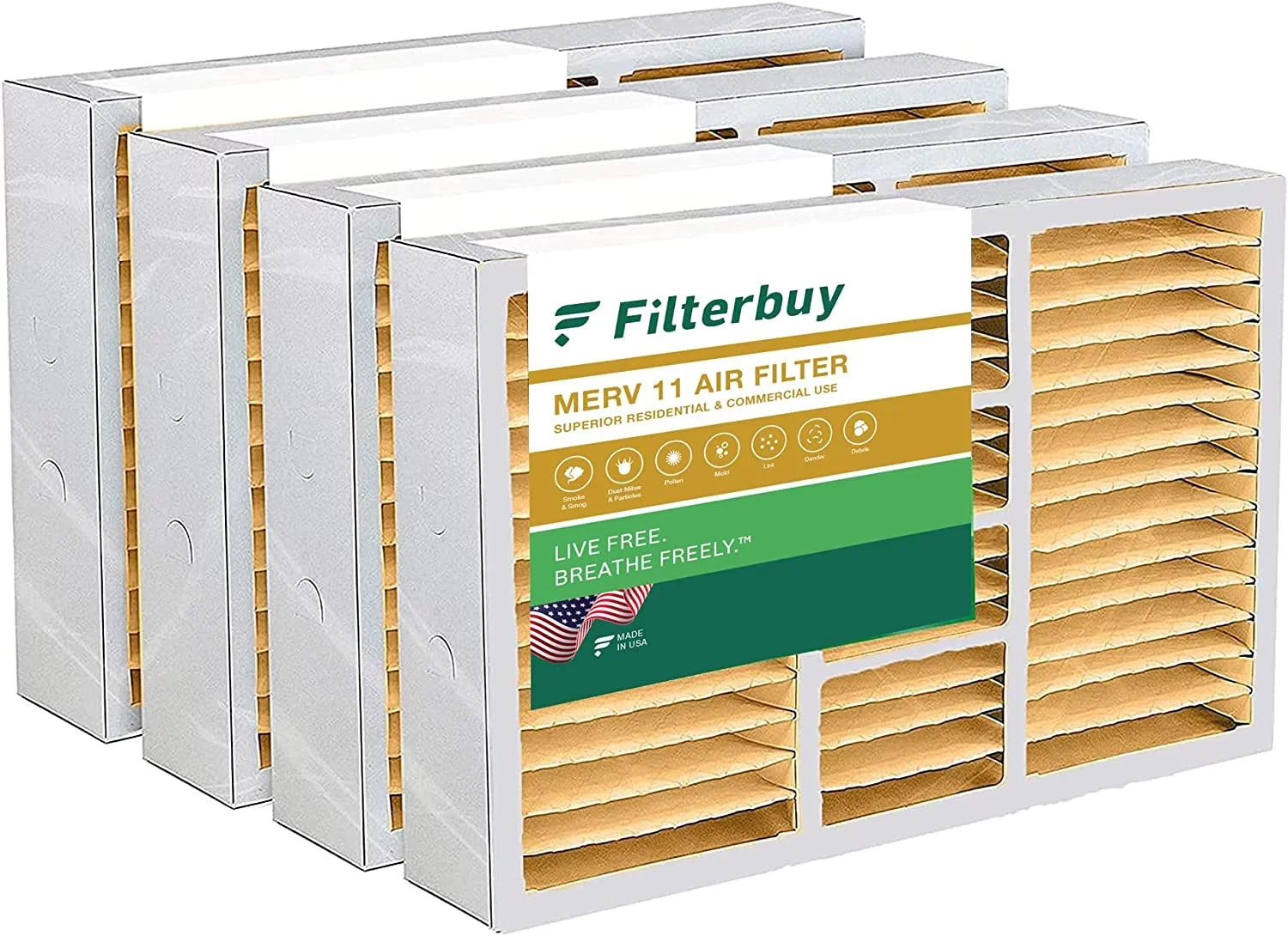 Filterbuy 17x26x4 MERV 11 Pleated HVAC AC Furnace Air Filters for Lennox x6664 (4-Pack)