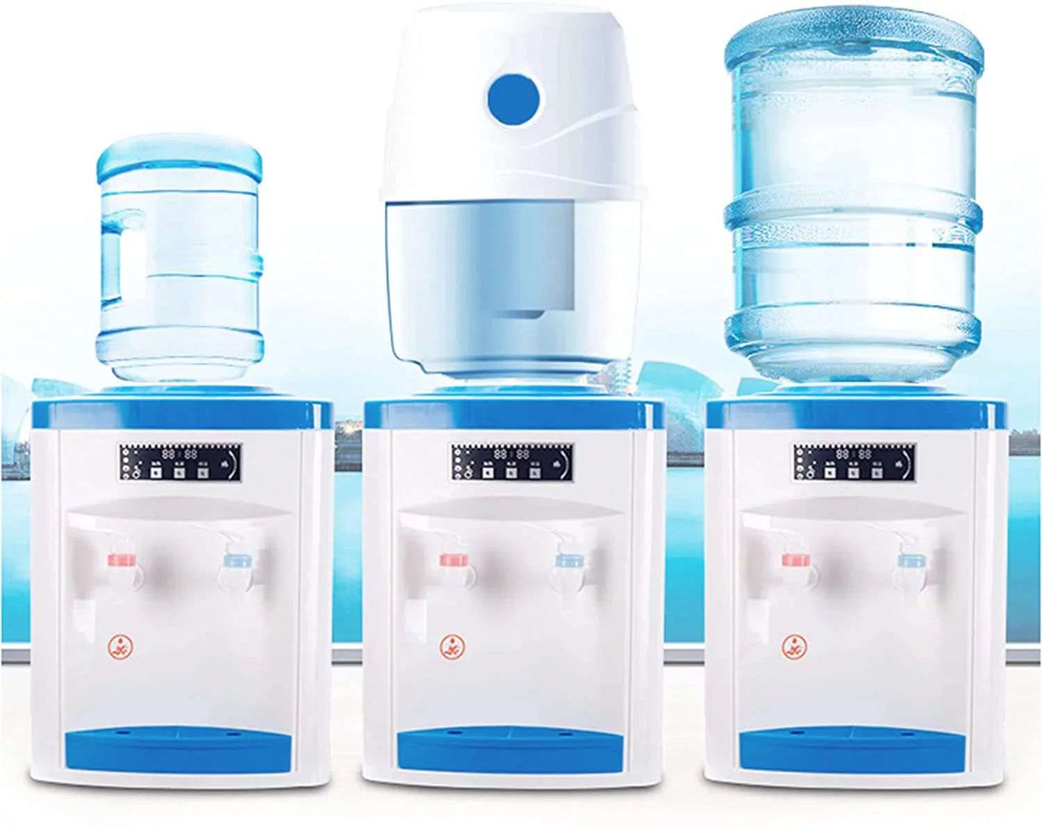 Miumaeov Electric Hot and Cold Water Table Water Drinking Machine Water Dispenser Stainless Steel Low Noise White
