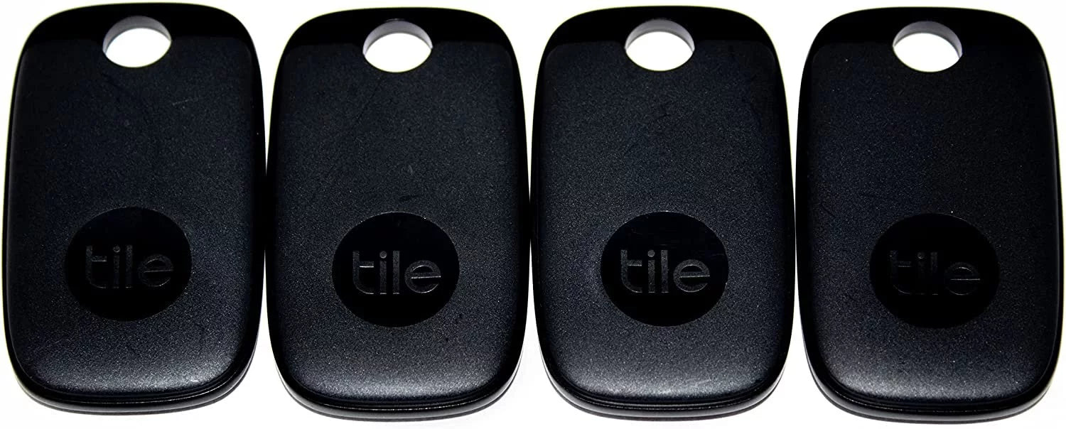 Tile Pro 2022 4-Pack. Powerful Bluetooth Tracker, Keys Finder and Item Locator for Keys, Bags, and More; Up to 400 ft Range. Water-Resistant. Phone Finder. iOS and Android Compatible.