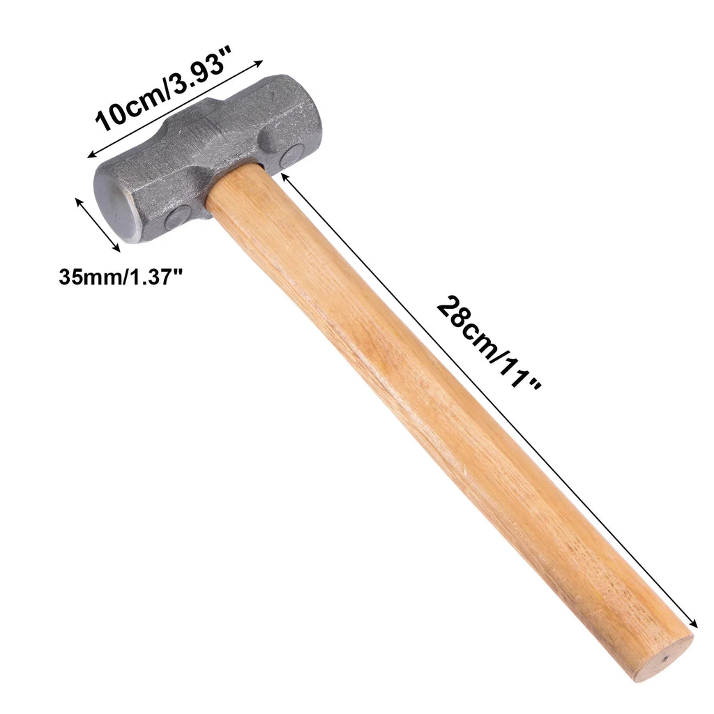 Uxcell 850g Double Face Sledge Hammer Engineer Hammer with 11" Wood Handle Forged Steel Head for Home Industry