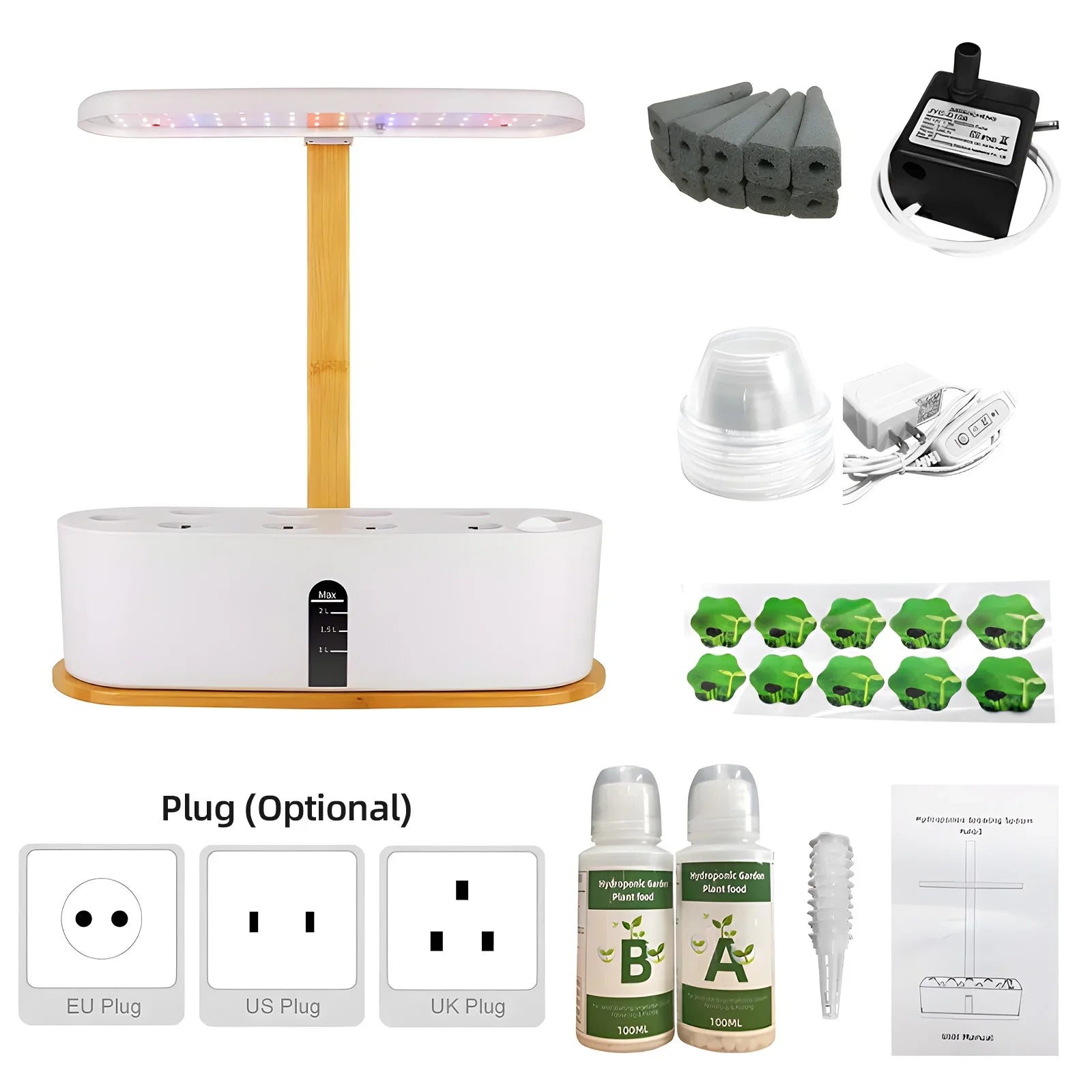Walmeck Growth lamp,Pump Kit Flower 10 Pods 20w Adjustable Quiet Smart Pods 20w 72led Indoor 10 Pods 20w 72led Adjustable Kit Flower Fruit 72led Adjustable Quiet Mizuh Plant Indoor
