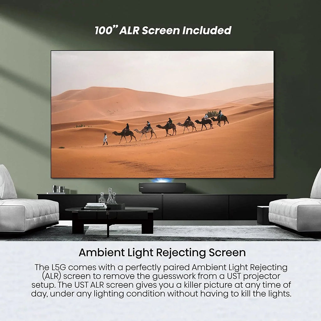 Hisense 100L5G 4K Ultra Short Throw Laser TV with 100-inch ALR Screen Android TV with Additional 2 Year Coverage by Epic Protect (2022)