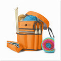 Orange Blossom Knit & Crochet Tote: 7 Pocket Yarn Bag, Craft Storage Solution