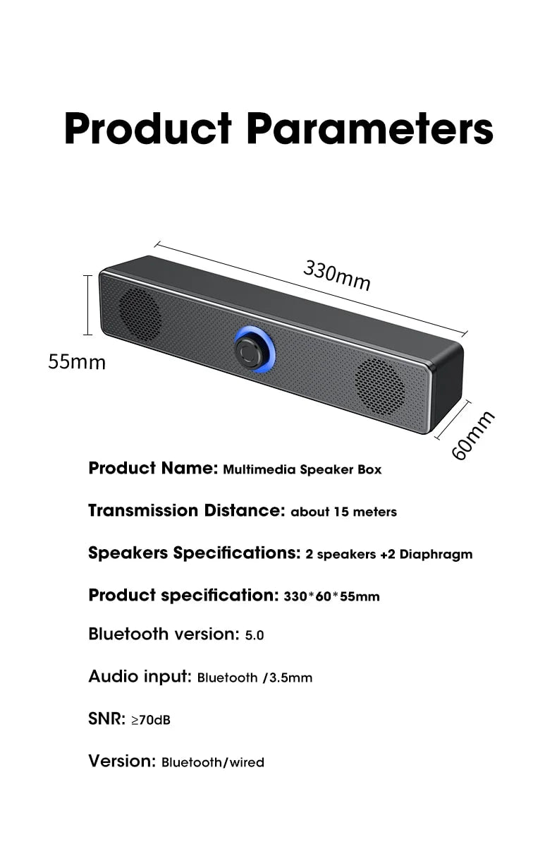 Bluetooth 4D Surround Speaker Home Theater Sound System Computer Soundbar For TV Subwoofer Wired Stereo Strong Bass