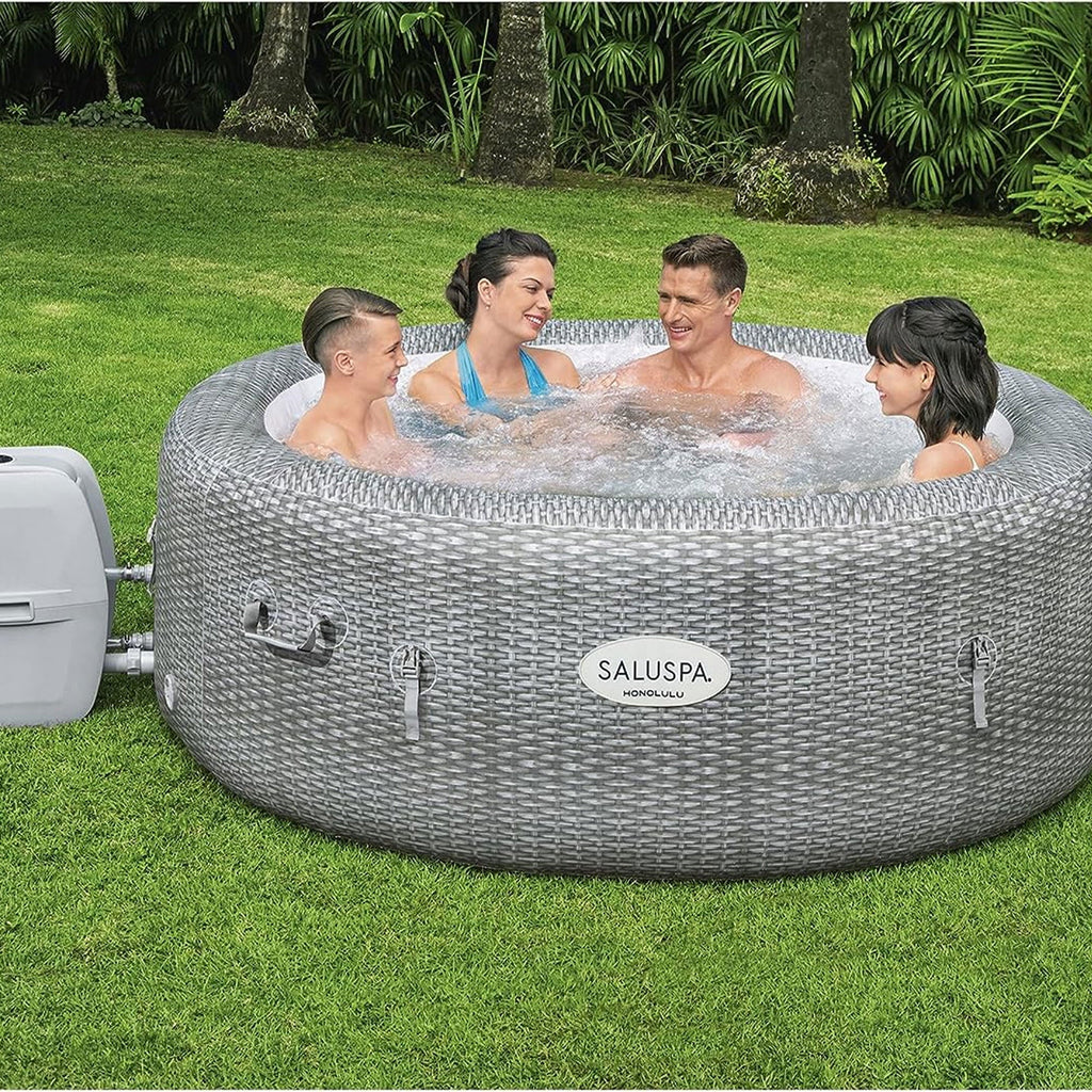Bestway SaluSpa Honolulu AirJet Hot Tub w/6 Pool/Spa Seat & 6 Pillows