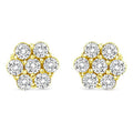 Infinite Jewels 14K Yellow Gold 0.50 CTTW Round Brilliant Cut Diamond Floral Cluster Screwback Stud Earrings, I-J Color - SI2-I1 Clarity