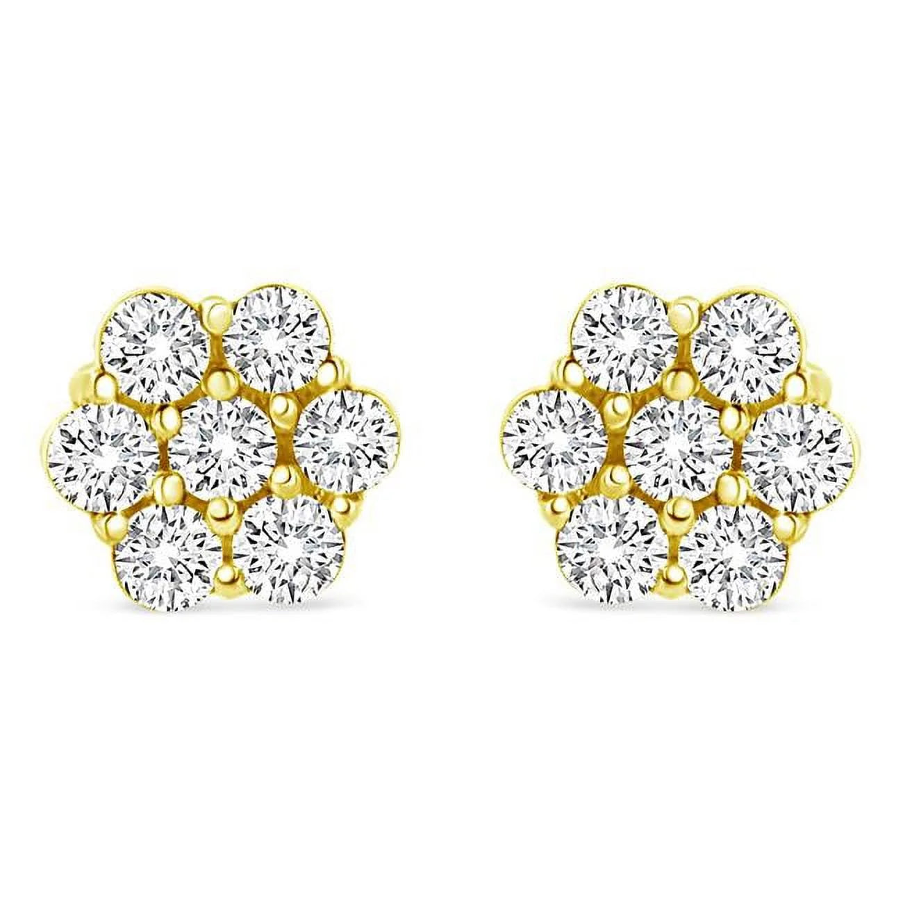 Infinite Jewels 14K Yellow Gold 0.50 CTTW Round Brilliant Cut Diamond Floral Cluster Screwback Stud Earrings, I-J Color - SI2-I1 Clarity