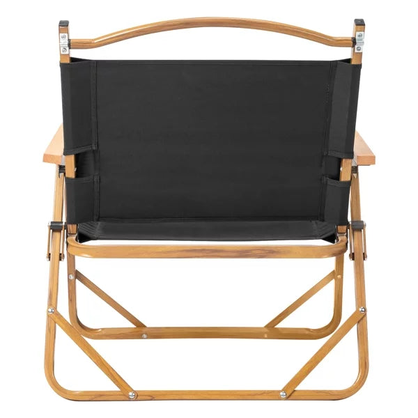 Fithood 53*55*61cm Medium Size Aluminum Frame 600D Ebony Oxford Cloth Bearing 100kg Imitation Wood Grain Spray Paint Camping Chair Ebony