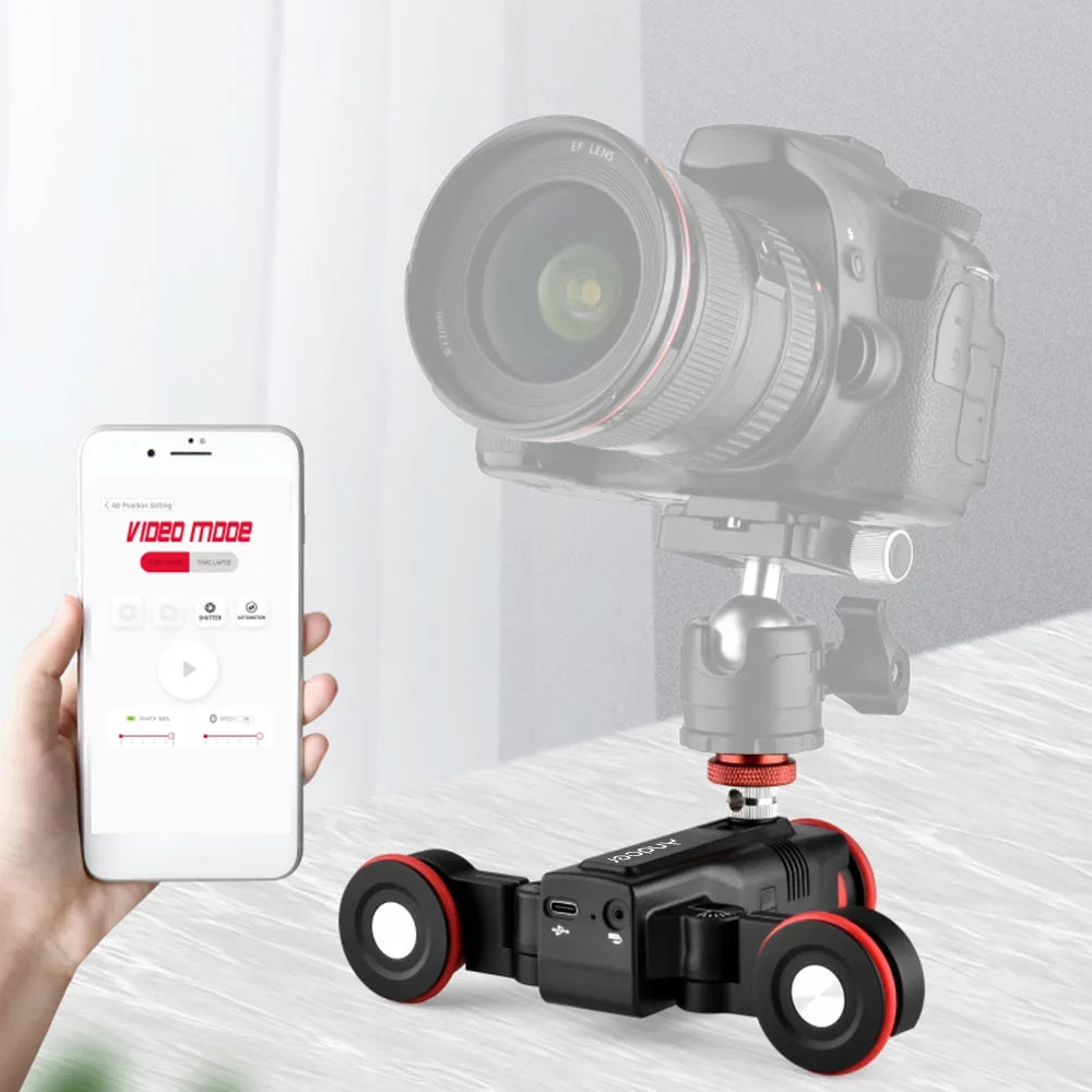 Andoer Video Dolly,3-wheels Motorized Slider Auto Dolly 3-wheels App Time-lapse Line Mobile App Time-lapse Dolly Car Mobile Video Auto Dolly Motorized Slider Dolly Wireless Car Mobile App L5i