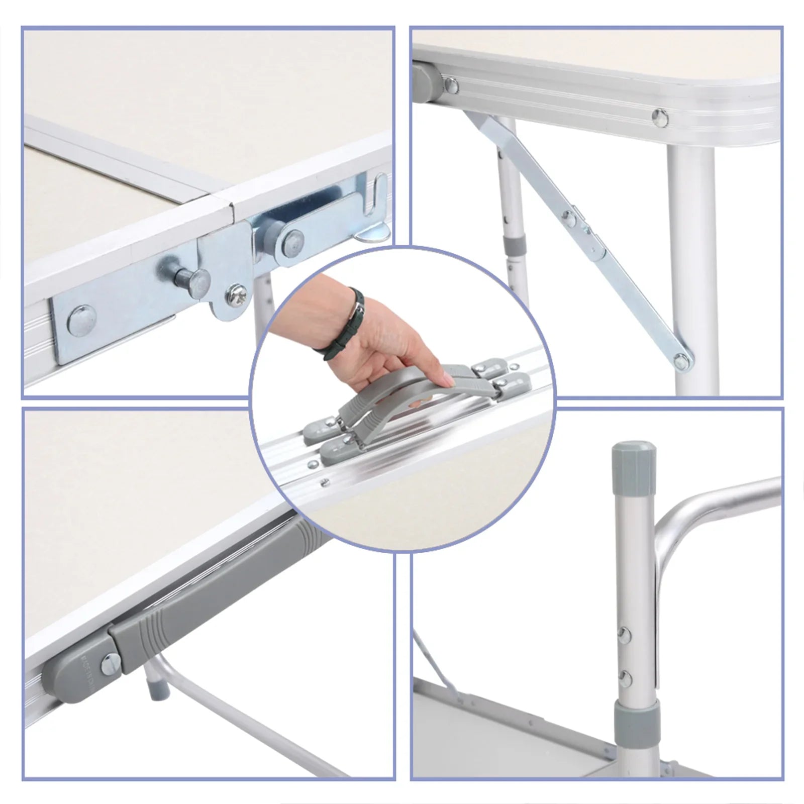 Folding Table, Aluminum Alloy Table for Indoor, Outdoor White