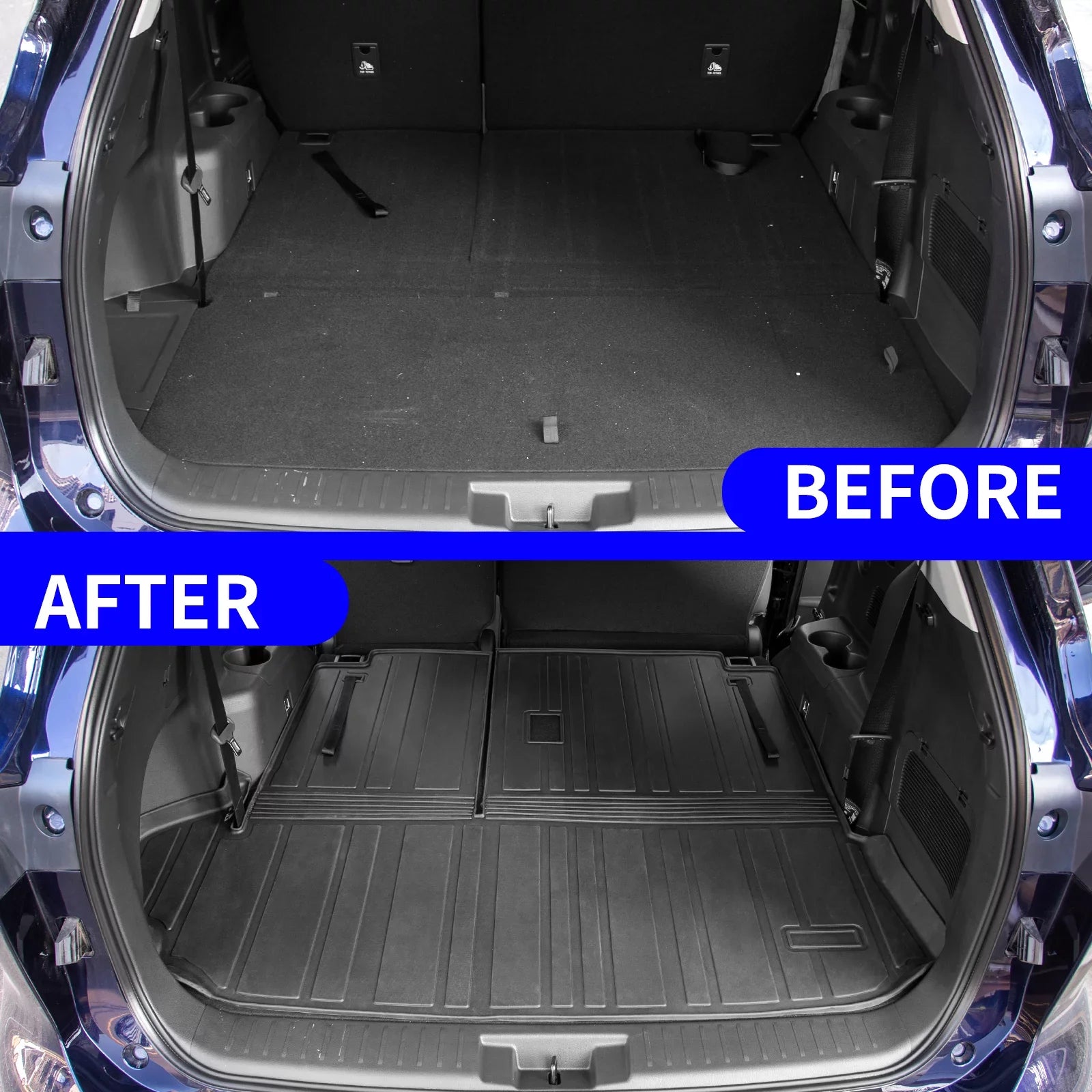 Cargo Mat Compatible with 2020-2024 Toyota Highlander Trunk Mat Cargo Liner TPE Back Seat Cover Protector 2022 7 Seats Highlander Accessories (2020-2023, Trunk Mat with Backrest Mat)