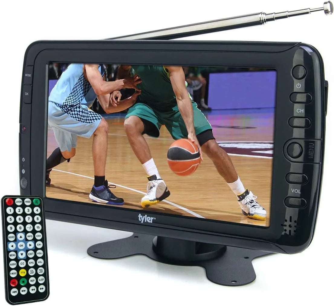 Tyler 7" Portable TV LCD Monitor Rechargeable Battery Powered Wireless Capability HD-TV, USB, HDMI Input, AC/DC, Remote Control Built In Stand Small For Car Kids Travel (Refurbished)