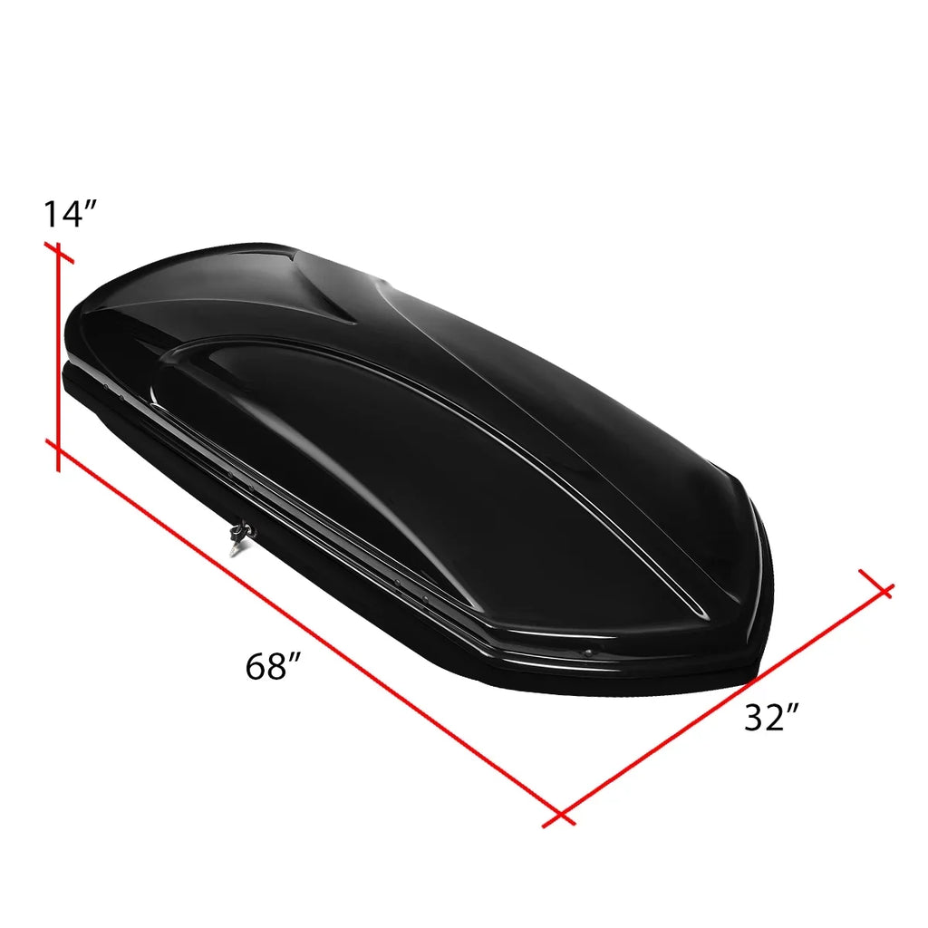 DNA Motoring PT-ZTL-8128-BK For 2015 to 2019 Chevy Suburban Tahoe GMC Yukon XL Cadillac Escalade ESV Roof Top Aluminum Side Rail Cross Bar + Dual Side Opening Storage Cargo Box w/ Keys 16 17 18