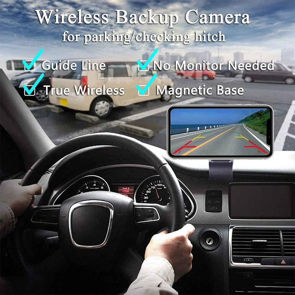JLLOM Reliable Backup Camera, Magnetic WiFi Wireless, 9600mAh Battery, Front/Rear View
