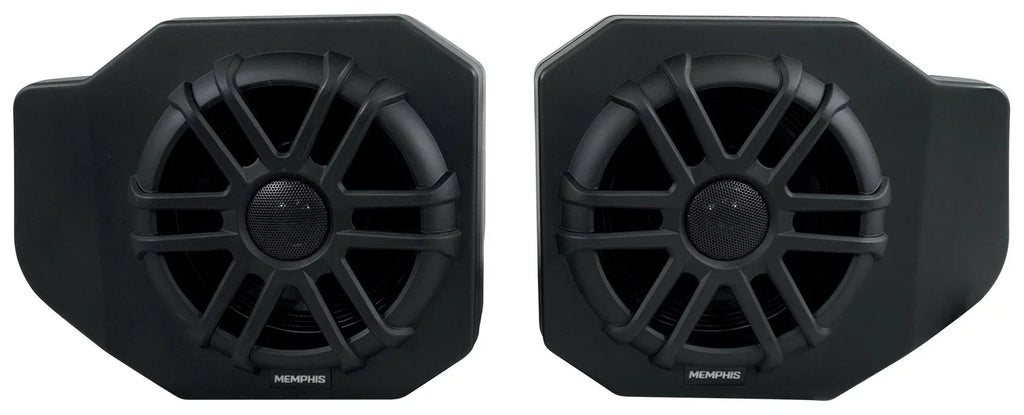 Pair Memphis Audio RNGR65FE Pods+LED Tower Speakers+Amp For 2018+ Polaris Ranger