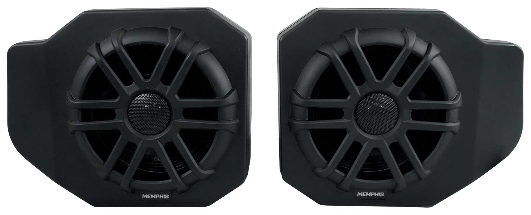 Pair Memphis Audio RNGR65FE Pods+LED Tower Speakers+Amp For 2018+ Polaris Ranger
