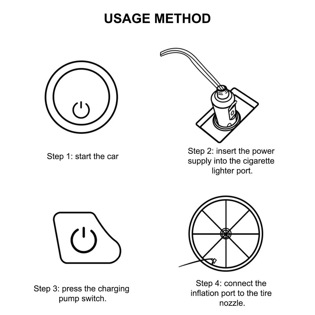 Jahy2Tech Dark Portable Air Compressor 12V Electric Pump Quick Inflation 280W Roadside Assistance