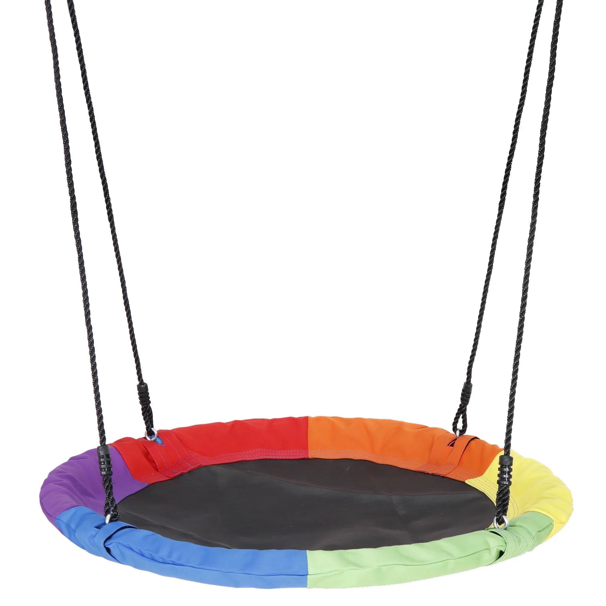 ZenSports 700lb Outdoor 40" Kids Saucer Web Tree Swing Set - 70’’ Adjustable Ropes 360 Rotate°, Steel Frame, UV Protection, Waterproof, Multi-Color Rainbow
